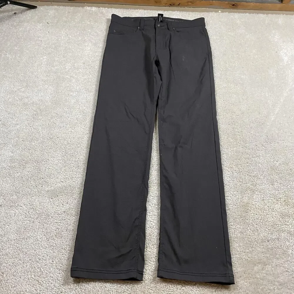 PrAna Pants Mens 32x32* Gray Slim Fit Nylon Stretch Chino Casual Travel Hiking